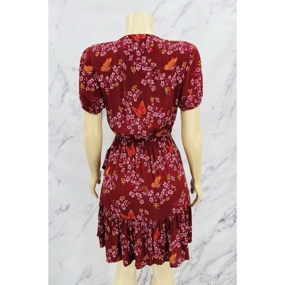 Q031 Madewell Ruffle-Wrap Dress in Windowbox Floral - Picture 5 of 10